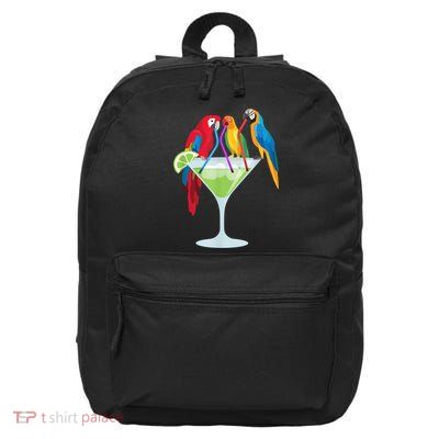 Parrots Drinking Margarita Tropical Vacation Hawaiian Birds 16 in Basic Backpack