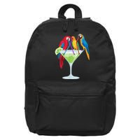 Parrots Drinking Margarita Tropical Vacation Hawaiian Birds 16 in Basic Backpack