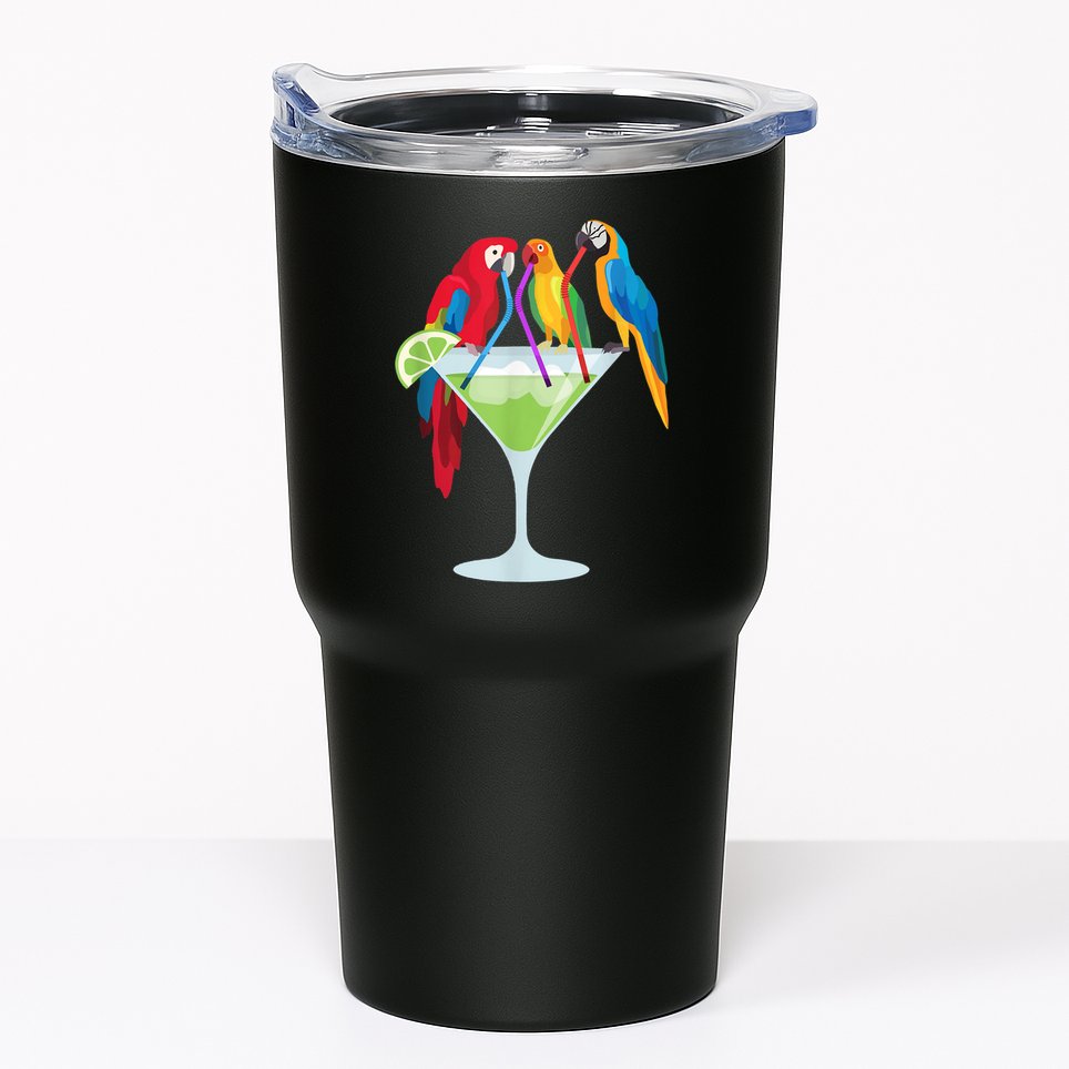 Parrots Drinking Margarita Tropical Vacation Hawaiian Birds Tumbler