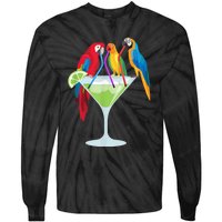 Parrots Drinking Margarita Tropical Vacation Hawaiian Birds Tie-Dye Long Sleeve Shirt