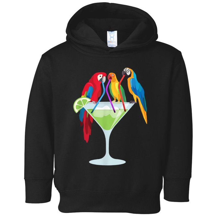 Parrots Drinking Margarita Tropical Vacation Hawaiian Birds Toddler Hoodie