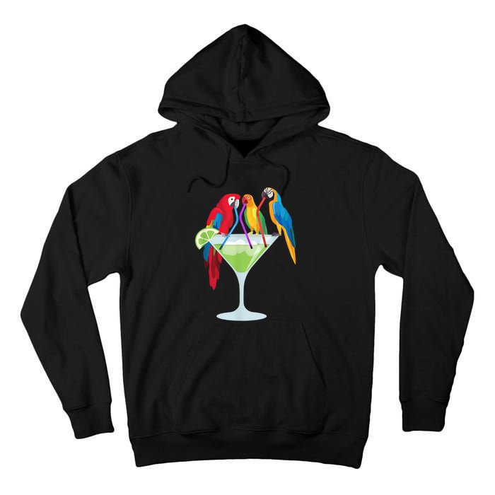 Parrots Drinking Margarita Tropical Vacation Hawaiian Birds Tall Hoodie