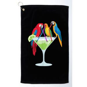 Parrots Drinking Margarita Tropical Vacation Hawaiian Birds Platinum Collection Golf Towel