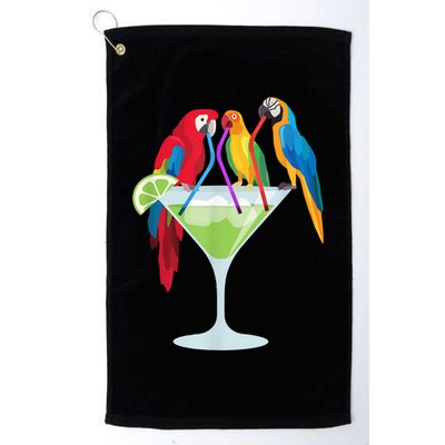 Parrots Drinking Margarita Tropical Vacation Hawaiian Birds Golf Towel