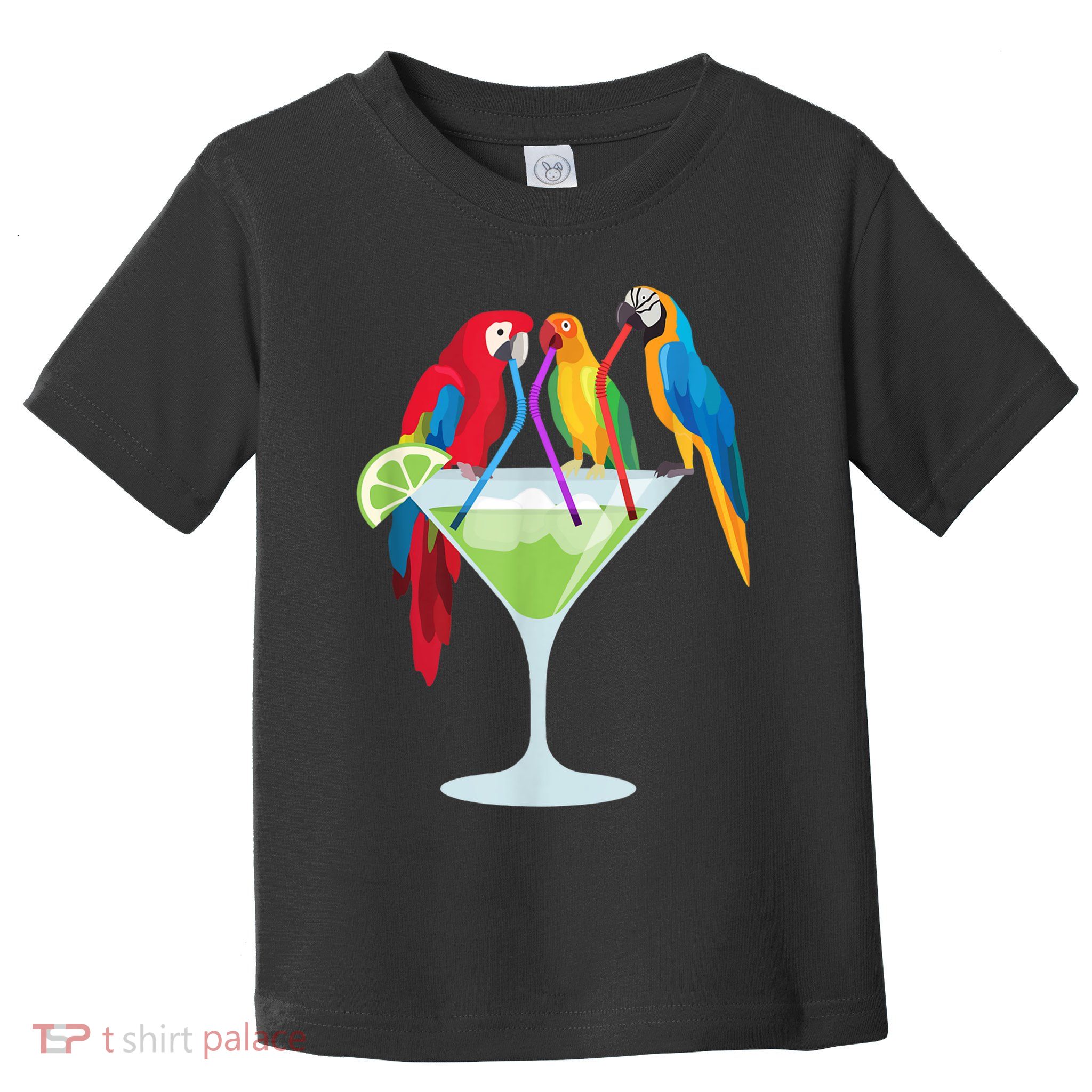 Parrots Drinking Margarita Tropical Vacation Hawaiian Birds Toddler T-Shirt