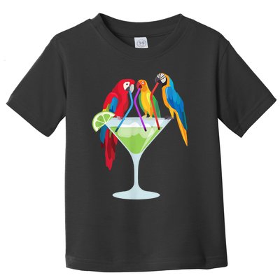 Parrots Drinking Margarita Tropical Vacation Hawaiian Birds Toddler T-Shirt