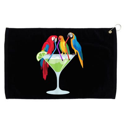 Parrots Drinking Margarita Tropical Vacation Hawaiian Birds Grommeted Golf Towel