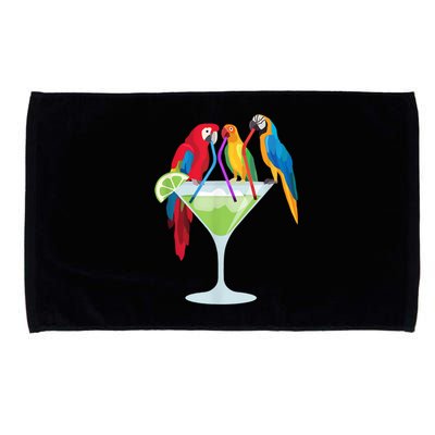 Parrots Drinking Margarita Tropical Vacation Hawaiian Birds Microfiber Hand Towel