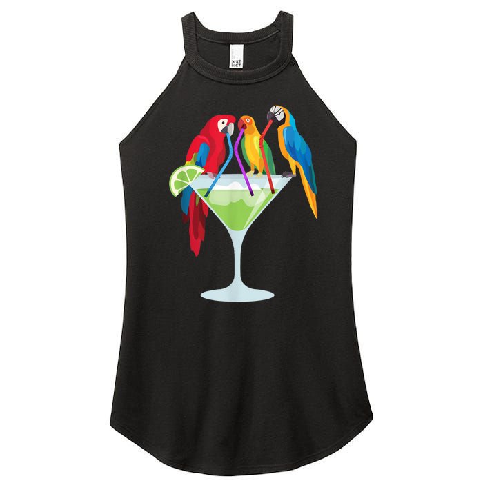 Parrots Drinking Margarita Tropical Vacation Hawaiian Birds Women's Perfect Tri Rocker Tank