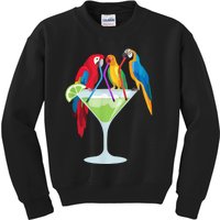 Parrots Drinking Margarita Tropical Vacation Hawaiian Birds Kids Sweatshirt