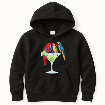 Parrots Drinking Margarita Tropical Vacation Hawaiian Birds Kids Hoodie