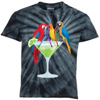 Parrots Drinking Margarita Tropical Vacation Hawaiian Birds Kids Tie-Dye T-Shirt