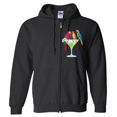 Parrots Drinking Margarita Tropical Vacation Hawaiian Birds Full Zip Hoodie