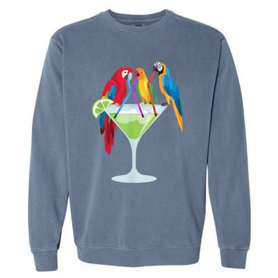 Parrots Drinking Margarita Tropical Vacation Hawaiian Birds Garment-Dyed Sweatshirt