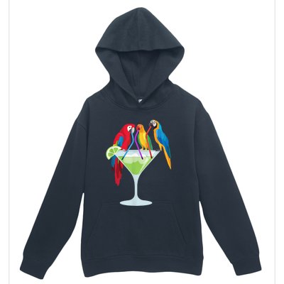 Parrots Drinking Margarita Tropical Vacation Hawaiian Birds Urban Pullover Hoodie