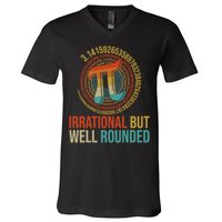 Pi Day Math Lover Apparel Irrational But Well-Rounded Pi Digits Design   V-Neck T-Shirt