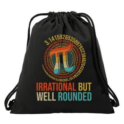 Pi Day Math Lover Apparel Irrational But Well-Rounded Pi Digits Design   Drawstring Bag