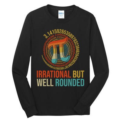 Pi Day Math Lover Apparel Irrational But Well-Rounded Pi Digits Design   Tall Long Sleeve T-Shirt