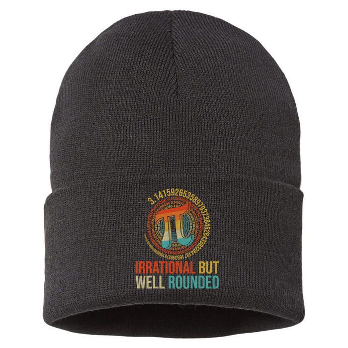 Pi Day Math Lover Apparel Irrational But Well-Rounded Pi Digits Design   Sustainable Knit Beanie