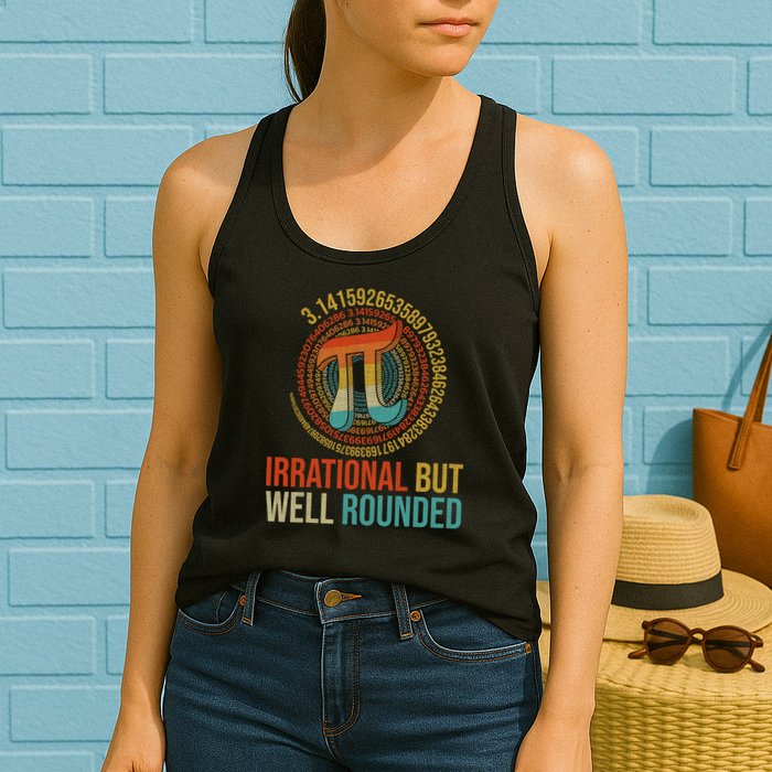 Pi Day Math Lover Apparel Irrational But Well-Rounded Pi Digits Design   Womens Tank Top