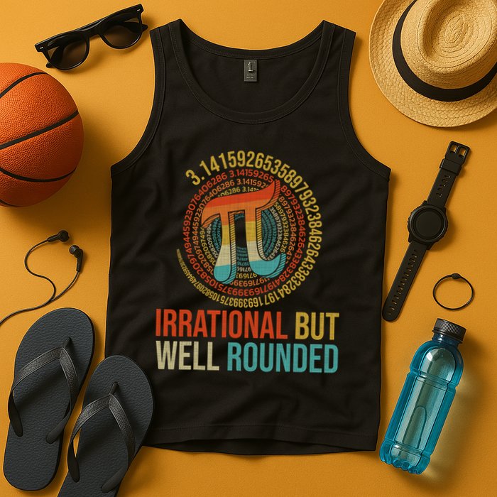 Pi Day Math Lover Apparel Irrational But Well-Rounded Pi Digits Design   Tank Top