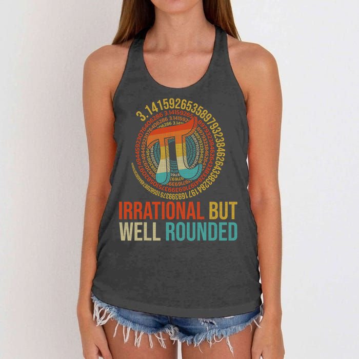 Pi Day Math Lover Apparel Irrational But Well-Rounded Pi Digits Design   Women's Knotted Racerback Tank