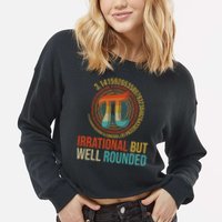 Pi Day Math Lover Apparel Irrational But Well-Rounded Pi Digits Design   Cropped Pullover Crew