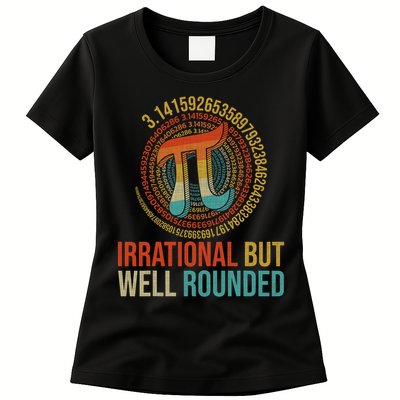 Pi Day Math Lover Apparel Irrational But Well-Rounded Pi Digits Design   Womens T-Shirt