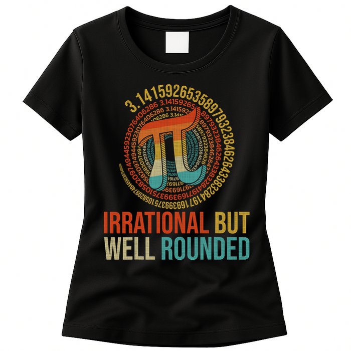 Pi Day Math Lover Apparel Irrational But Well-Rounded Pi Digits Design   Womens T-Shirt