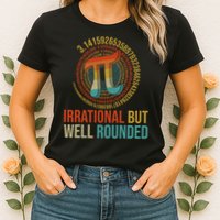 Pi Day Math Lover Apparel Irrational But Well-Rounded Pi Digits Design   Womens T-Shirt