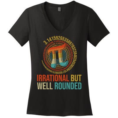 Pi Day Math Lover Apparel Irrational But Well-Rounded Pi Digits Design   Women's V-Neck T-Shirt