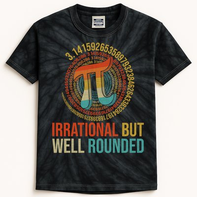 Pi Day Math Lover Apparel Irrational But Well-Rounded Pi Digits Design   Kids Tie-Dye T-Shirt