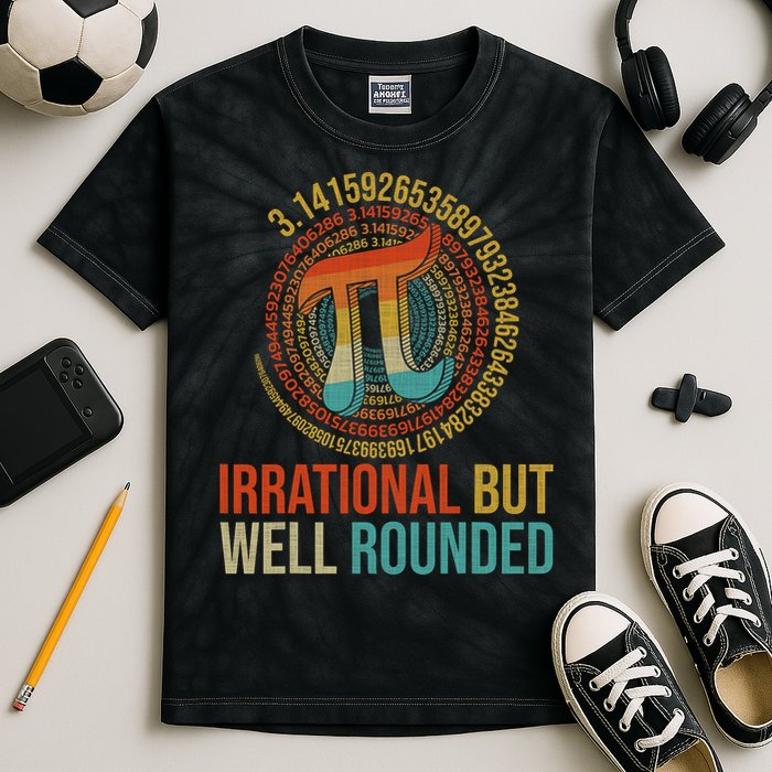 Pi Day Math Lover Apparel Irrational But Well-Rounded Pi Digits Design   Kids Tie-Dye T-Shirt