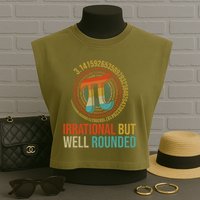 Pi Day Math Lover Apparel Irrational But Well-Rounded Pi Digits Design   Garment-Dyed Women's Muscle Tee
