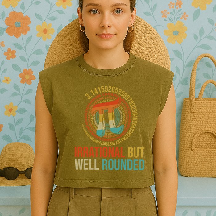 Pi Day Math Lover Apparel Irrational But Well-Rounded Pi Digits Design   Garment-Dyed Women's Muscle Tee