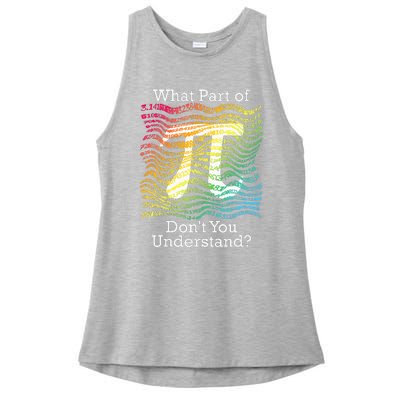 Pi Day Math Teacher Student Rainbow Pi Symbol Ladies PosiCharge Tri-Blend Wicking Tank