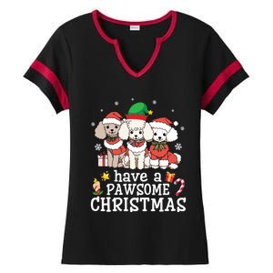 Poodle Dogs Merry Day Mother Father Have A Pawsome Christmas Gift Ladies Halftime Notch Neck Tee