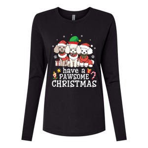 Poodle Dogs Merry Day Mother Father Have A Pawsome Christmas Gift Womens Cotton Relaxed Long Sleeve T-Shirt