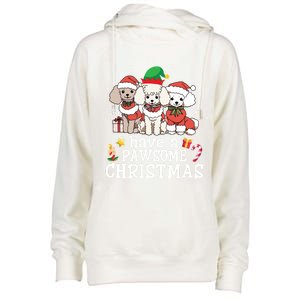 Poodle Dogs Merry Day Mother Father Have A Pawsome Christmas Gift Womens Funnel Neck Pullover Hood