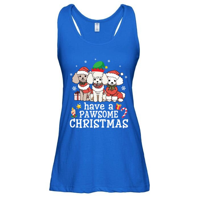 Poodle Dogs Merry Day Mother Father Have A Pawsome Christmas Gift Ladies Essential Flowy Tank