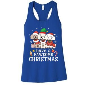 Poodle Dogs Merry Day Mother Father Have A Pawsome Christmas Gift Women's Racerback Tank