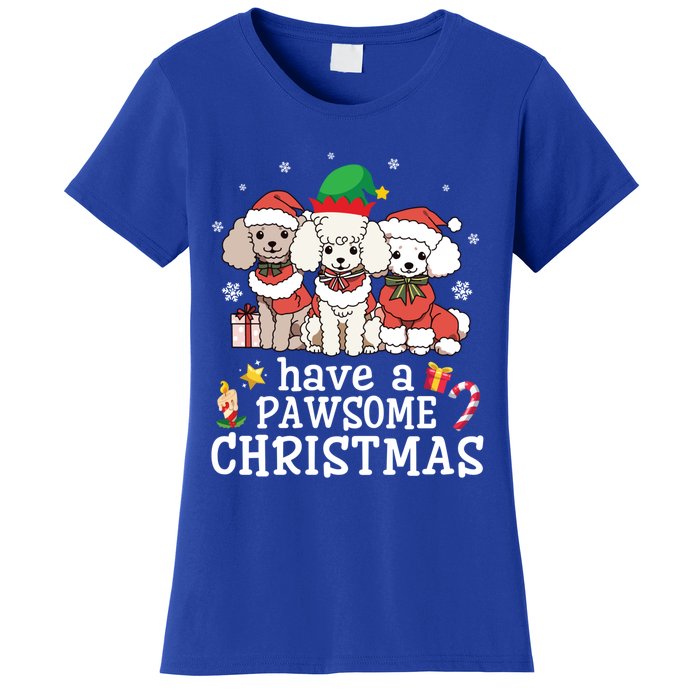 Poodle Dogs Merry Day Mother Father Have A Pawsome Christmas Gift Women's T-Shirt