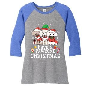 Poodle Dogs Merry Day Mother Father Have A Pawsome Christmas Gift Women's Tri-Blend 3/4-Sleeve Raglan Shirt