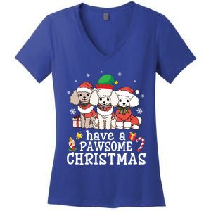 Poodle Dogs Merry Day Mother Father Have A Pawsome Christmas Gift Women's V-Neck T-Shirt