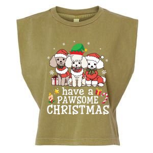 Poodle Dogs Merry Day Mother Father Have A Pawsome Christmas Gift Garment-Dyed Women's Muscle Tee