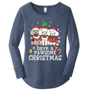 Poodle Dogs Merry Day Mother Father Have A Pawsome Christmas Gift Women's Perfect Tri Tunic Long Sleeve Shirt