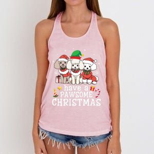 Poodle Dogs Merry Day Mother Father Have A Pawsome Christmas Gift Women's Knotted Racerback Tank