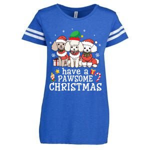 Poodle Dogs Merry Day Mother Father Have A Pawsome Christmas Gift Enza Ladies Jersey Football T-Shirt