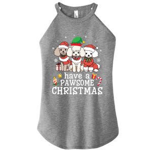 Poodle Dogs Merry Day Mother Father Have A Pawsome Christmas Gift Women's Perfect Tri Rocker Tank