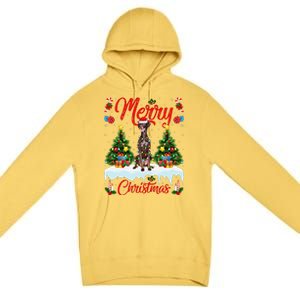 Pointing Dog Merry Christmas Tree Lighting Pointing Dog Xmas Premium Pullover Hoodie